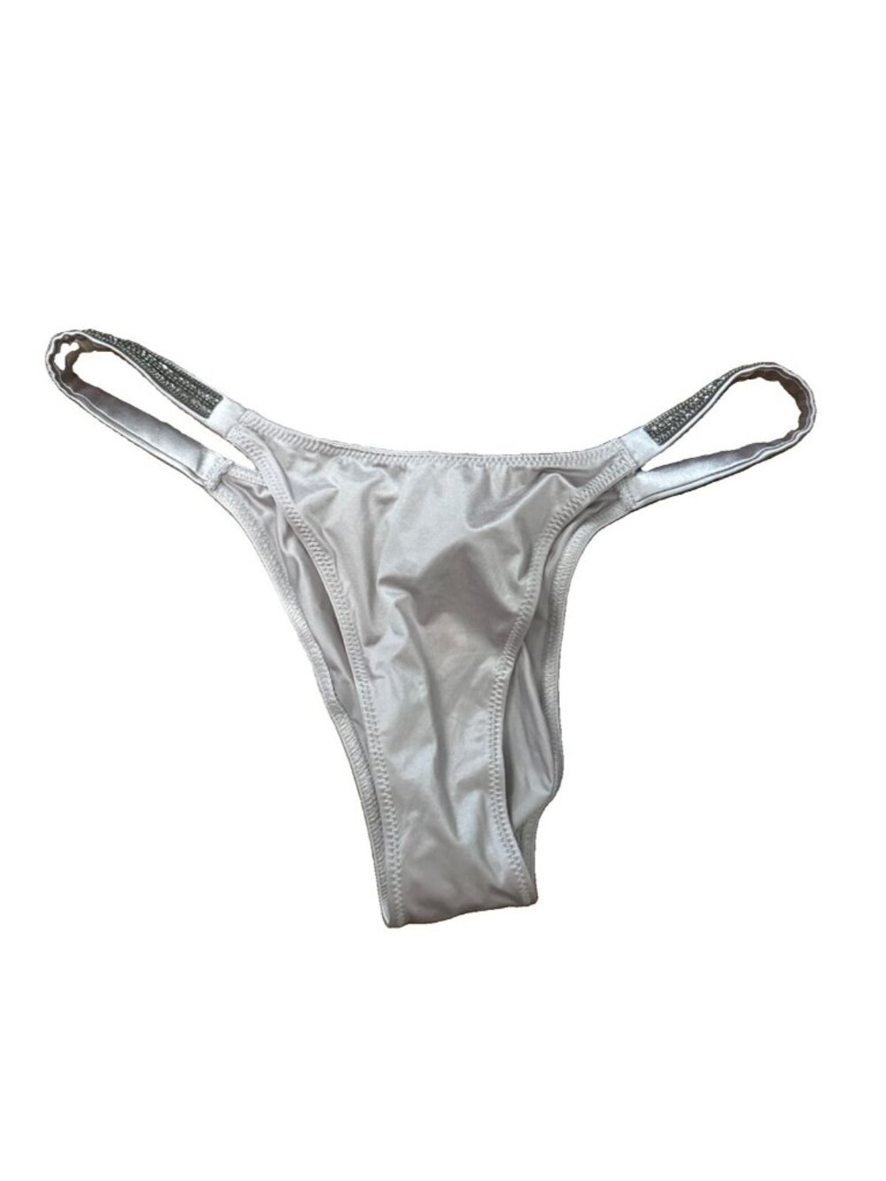 NWT VICTORIA'S SECRET Very Sexy Brazilian Slip Panty VS Gray Black Rhinestones S
